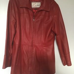 Very soft, red leather jacket, barely used